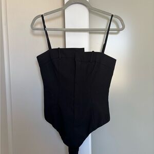 Black Structured Strap Bodysuit for Women